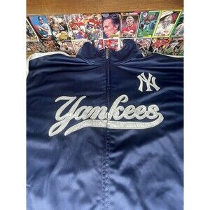 New York Yankees MLB Majestic Blue Full Zip Jacket Men's 3XT Spell Out White